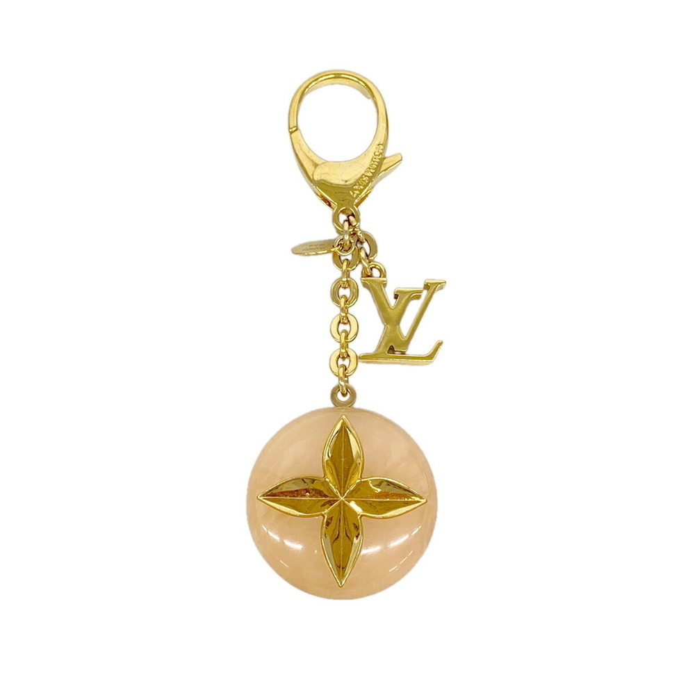 Louis Vuitton Keychain Charm Holo Flower Rose Velour M66977 Beige Gold Women's